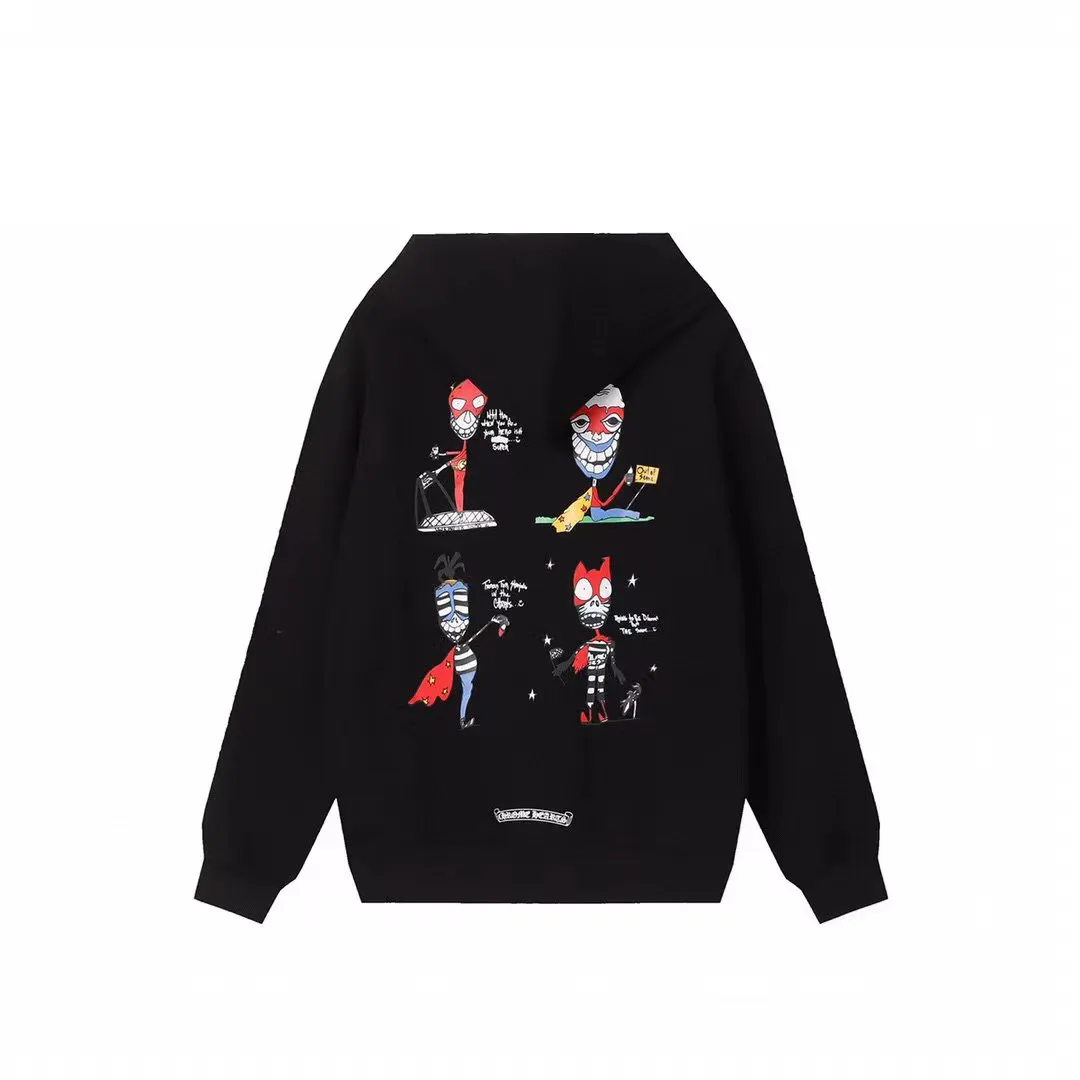 Q13—P230 -Chrome Hearts/Chrome Hearts printed zipper sweatshirt cardigan jacket -420 grams of high-density, high-quality wool, soft, delicate and skin-friendly, soft and silky to the touch, warm and skin-friendly -The hardware zipper accessories are all customized and full of details -Colour: black white -Size: S M L XL
